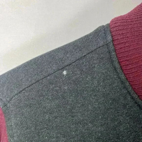 DC Shoes Varsity Bomber Jacket Mens  Small Gray Maroon Full Zip Casual - Picture 4 of 7